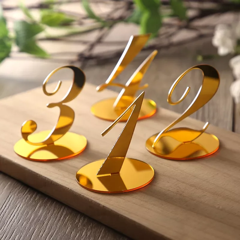 

10pcs Wedding Table Numbers decoration for Wedding centerpieces Gold Mirror Acrylic Signs Reception number decor Freestanding