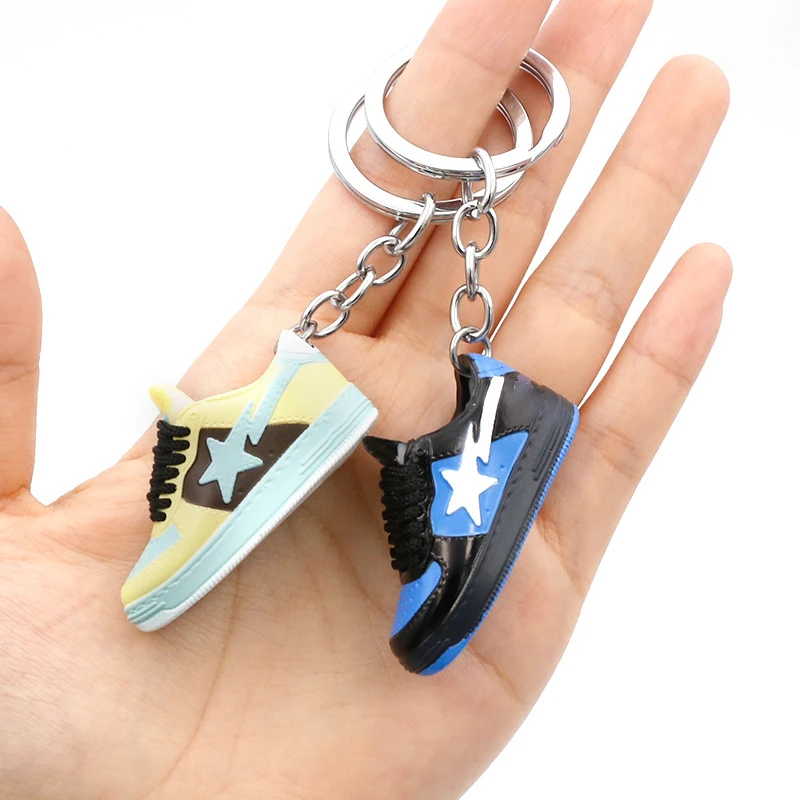 Exquisite 3D mini sports shoe keychain simulation fun basketball shoe keychain DIY finger skateboard accessories birthday gift
