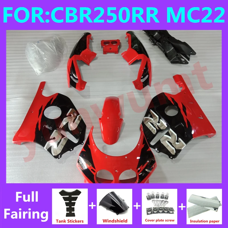 

Motorcycle Fairings Kits fit for Cbr250rr 1990 - 1994 NC22 CBR 250 RR MC22 CBR250 RR 1993 Full Bodywork Fairing set black red