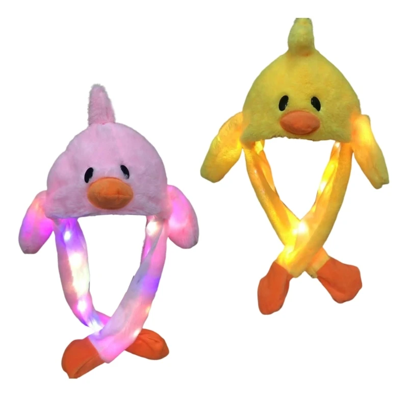 

Led Duck Hat With Moving Ears Jumping Ears Hat Glowing Floppy Ear Hat Moving Ears Fleece Earflap Kids Bomber Hat