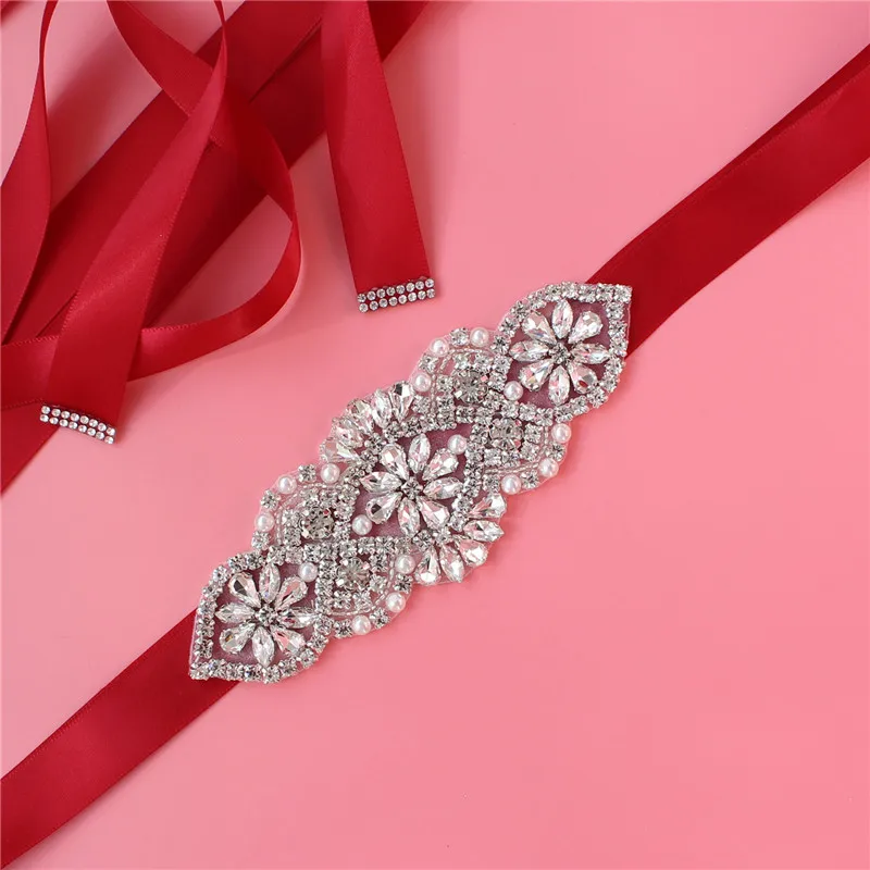 

Yjwsxf Silver Rhine wedding dress Waist Belt Crystal wedding dress Waist Belt satin wedding dress Accessories bride Belt
