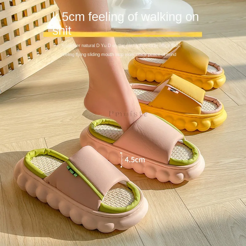 2022 Autumn Winter Women Home Slippers Solid Upper House Slides Platform Shoes for Female Bedroom Slippers Family Couples Shoes