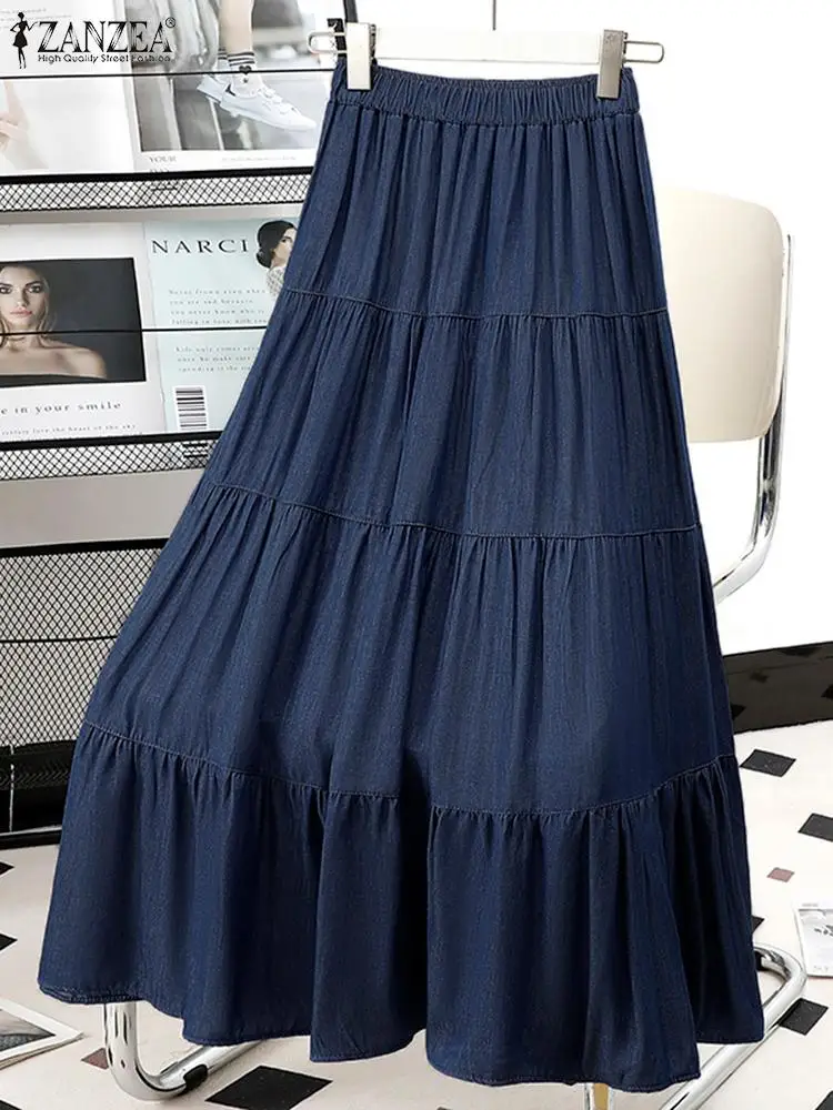 Женская длинная юбка с эластичным поясом ZANZEA