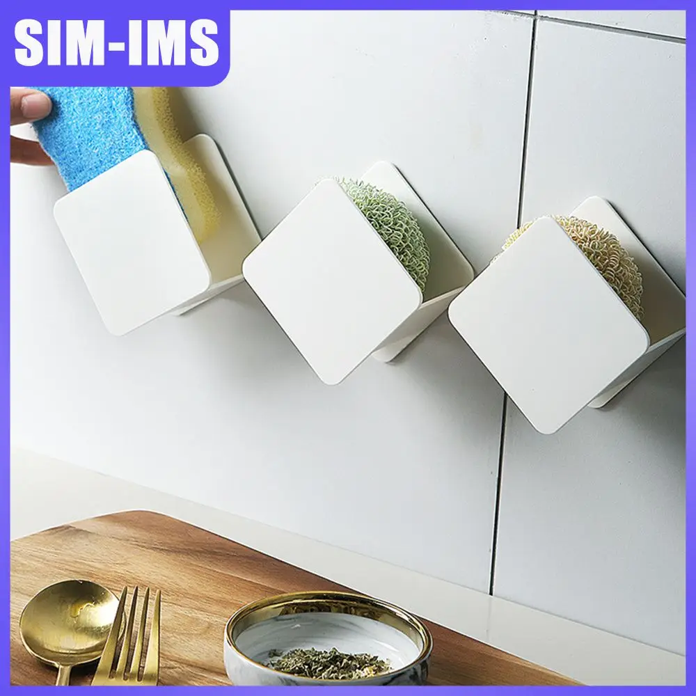 

Kitchen Sink Cleaning Cloth Storage Rack Non-perforated Durable Storage Rack 9.8×9.8×7.4cm Sponge Storage Rack Racks White Abs