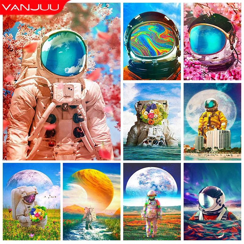 

Астронавт DIY 5D алмазная живопись космическая вышивка крестиком Алмазная вышивка картина цветок полная фотокартина