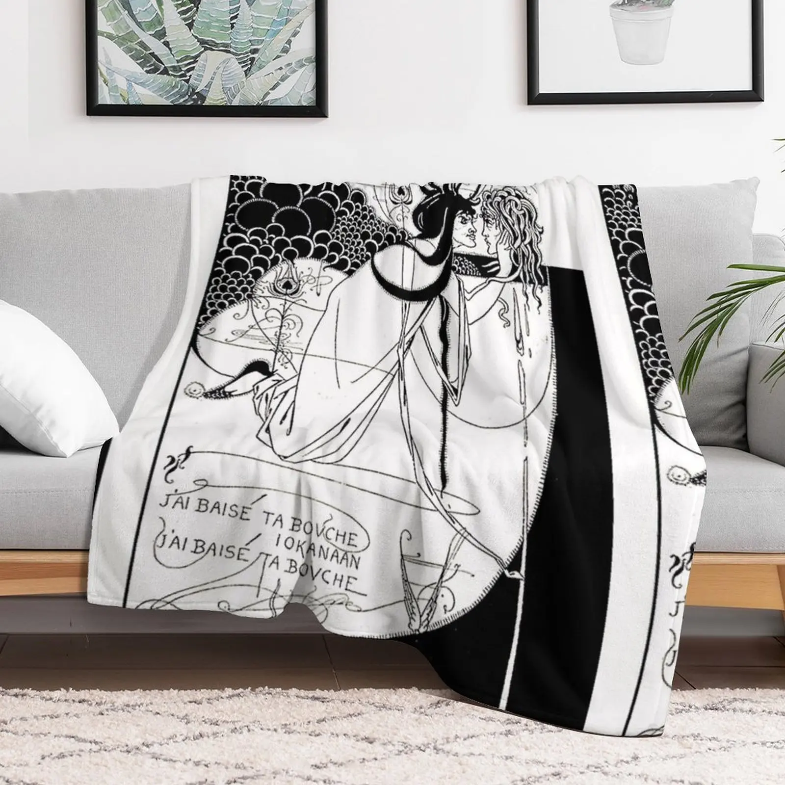 HD. Я поцелуй рота от Salomé Aubrey Beardsley (1893) Пледы Плюшевые одеяла для дивана-кровати