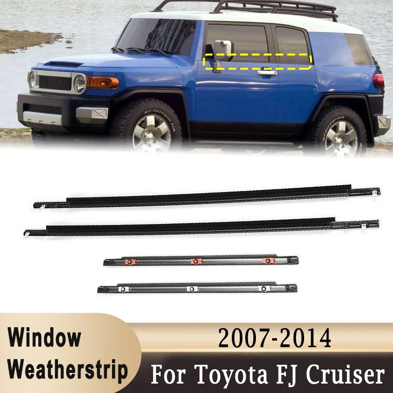 

Уплотнитель для окон Toyota FJ Cruiser 2007-2014, передняя и задняя черная Боковая дверь, наружное стекло, литье, отделка, уплотнение, 4 шт.