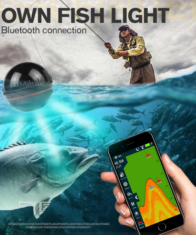 

Smart Portable Depth Fish Finder with 90M Wireless Sonar Sensor Echo Sounder LCD Fishfinder Lake Sea Fishing Saltwater