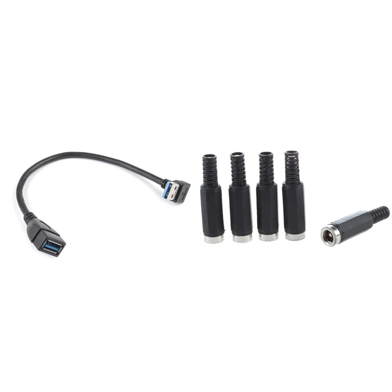 

5 Pcs Female DC Power Socket Jack Connector Adapter & 1 Pcs USB 3.0 Angle 90 Degree Extension Cable