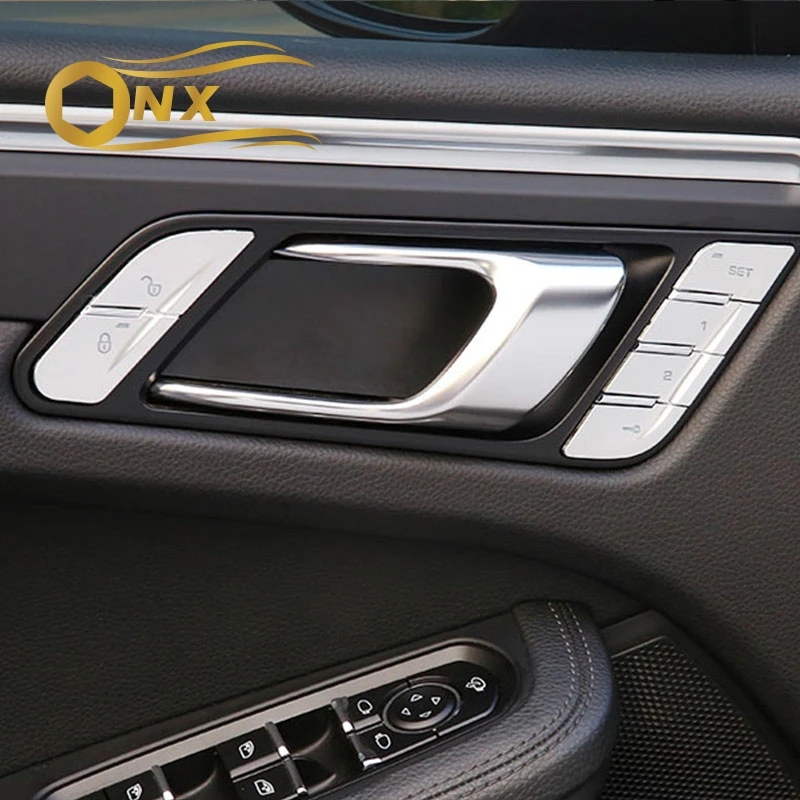 

Car door memory unlock button decorative stickers interior modification For Porsche Macan Car interior modification stickers