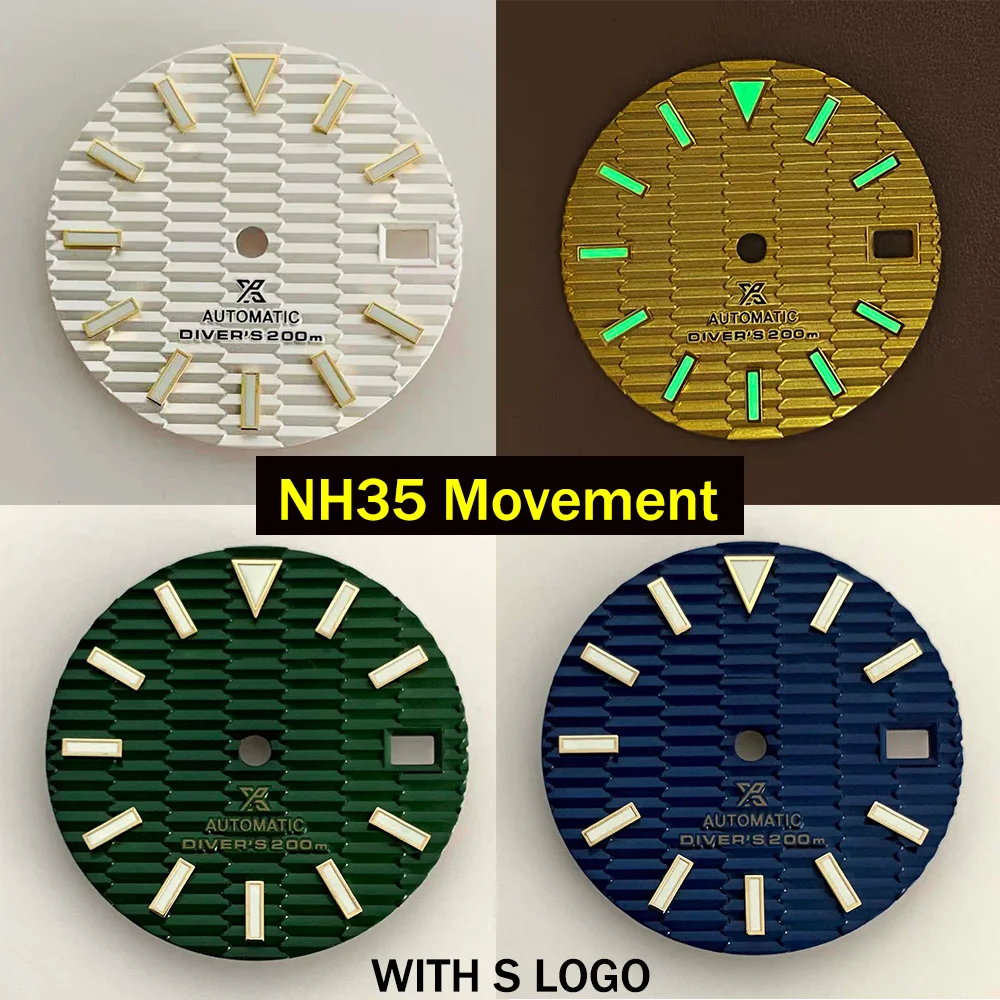 

NH35 Dial 28.5mm Diameter Dial Green Luminous Scale for Seiko NH35 Movements Mens Mechanical Watch Modification Accessory