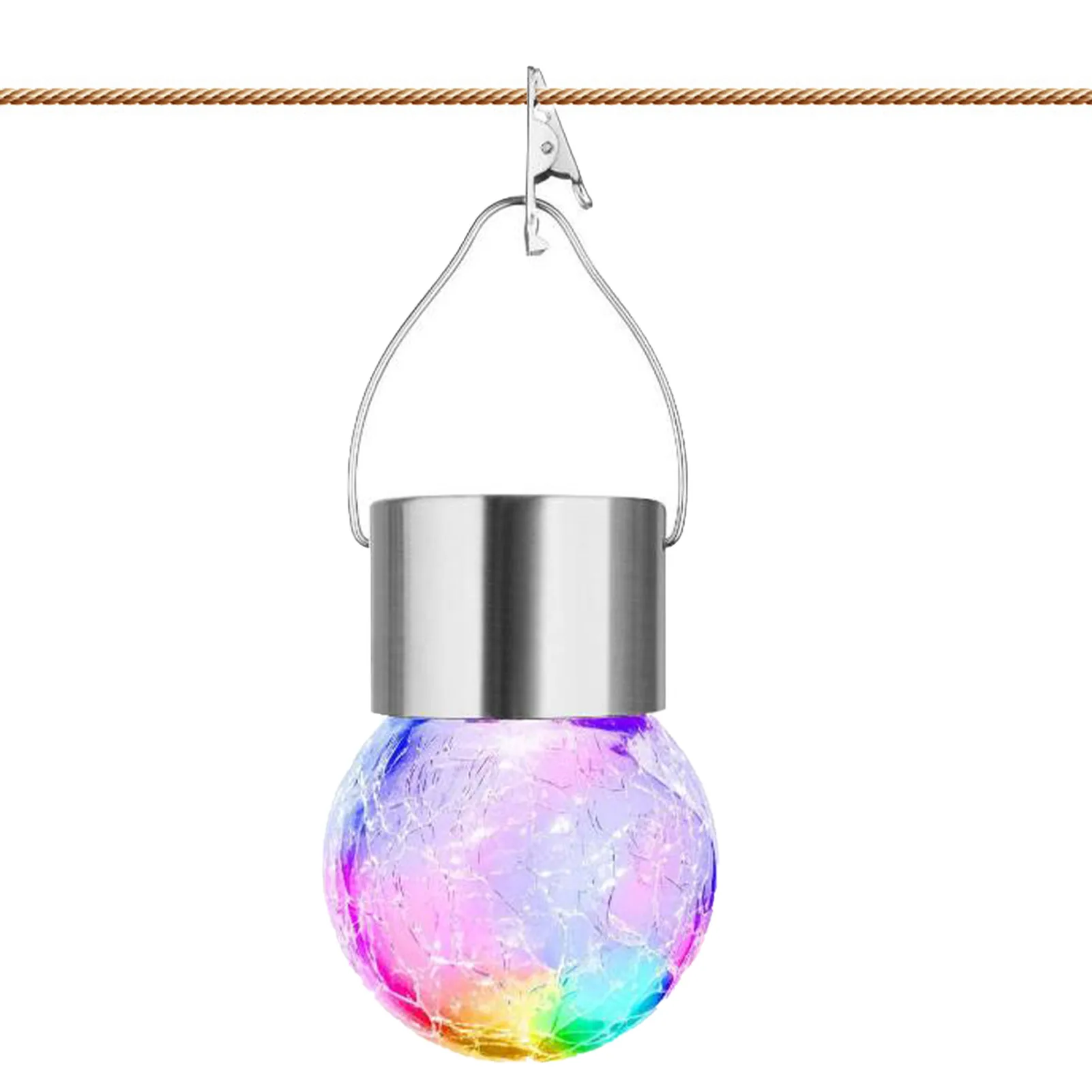 

Outdoor Solar Lights Solar Powered Crackle Glass Balls Lights Waterproof Outdoor Globe Lights With Hook For Garden Balcony Patio