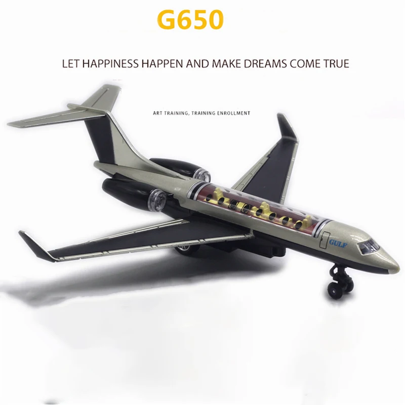 Модель самолета G650 из сплава, миниатюрный летательный аппарат со светодиодной подсветкой, подарок на Рождество, детская игрушка для мальчи...