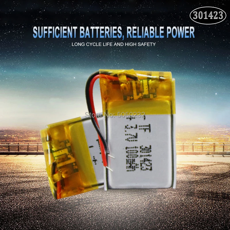 4 шт. Подлинная 3 7 в литиевая батарея 301423 Bluetooth гарнитура 100 мАч для MEIZU MP3 динамик