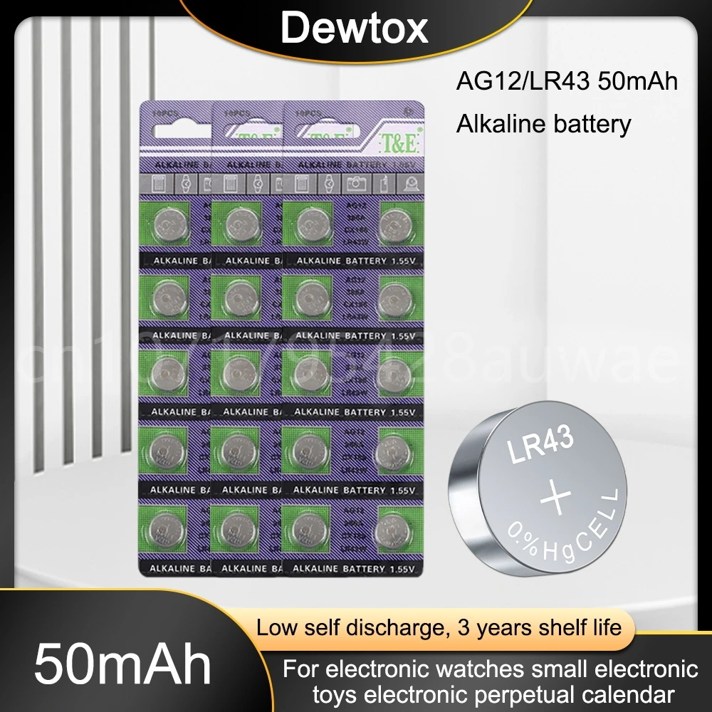50-200 шт., щелочные батарейки 1,55 в Ag12, SR43W R43 SR1142 SB-B8 V386 D386 260 S1142E GP386 SG12 LR43 386A LR1144