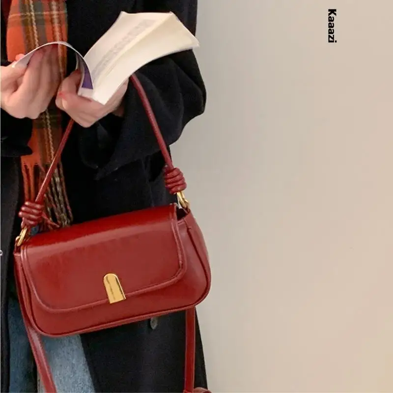 

Vintage Red Women's Underarm Luxury Shoulder Bag Trend Fashion 2023 New Versatile Crossbody Bags Designer Travel Casual Handbag