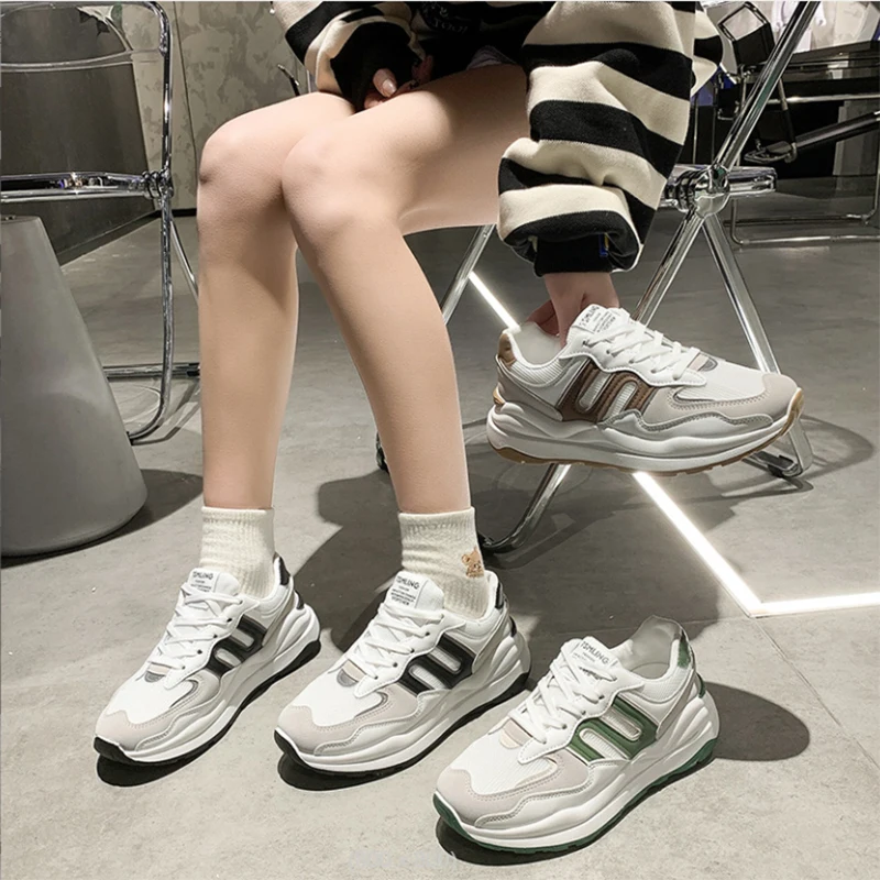 

Женская спортивная обувь, новинка весны 2022, Корейская версия, повседневные Папины туфли на толстой подошве, сетчатые разноцветные туфли для...