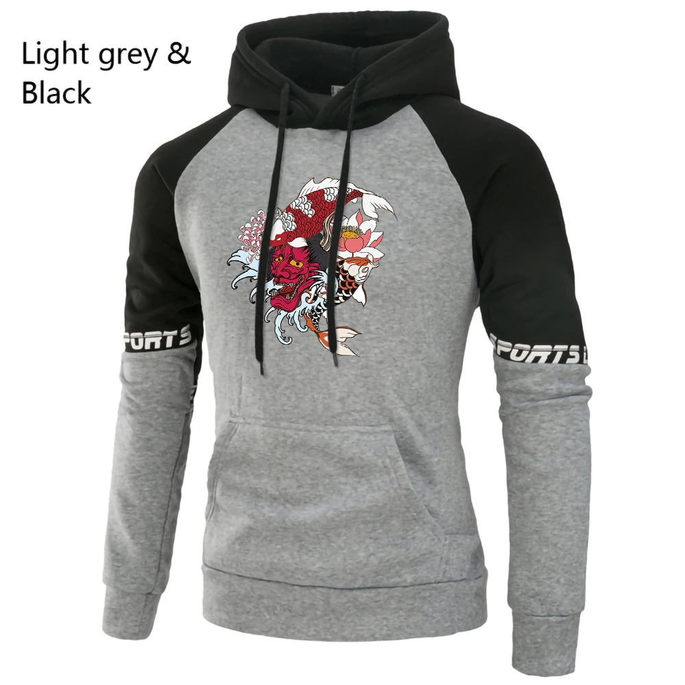

Japanese Harajuku Style Devil Koi Hoodies Mens Harajuku Hip Hop Clothes Oversize Raglan Sweatshirt Pocket Pullover Casual Hoodie