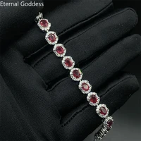luxury 100 925 sterling silver natural ruby colorful party bracelets for women diamond gift fine jewelry gift bracelets