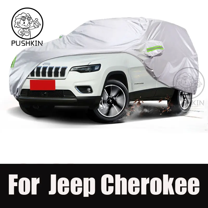 Full Car Covers Rain Frost Snow Dust Waterproof Protection Exterior Car Cover Anti UV Accessories For  Jeep Cherokee 2014-2023
