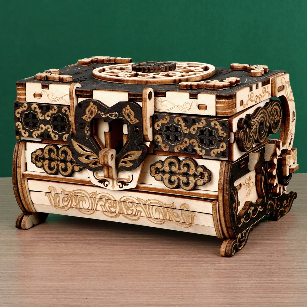 Деревянная винтажная шкатулка для драгоценностей головоломка классический