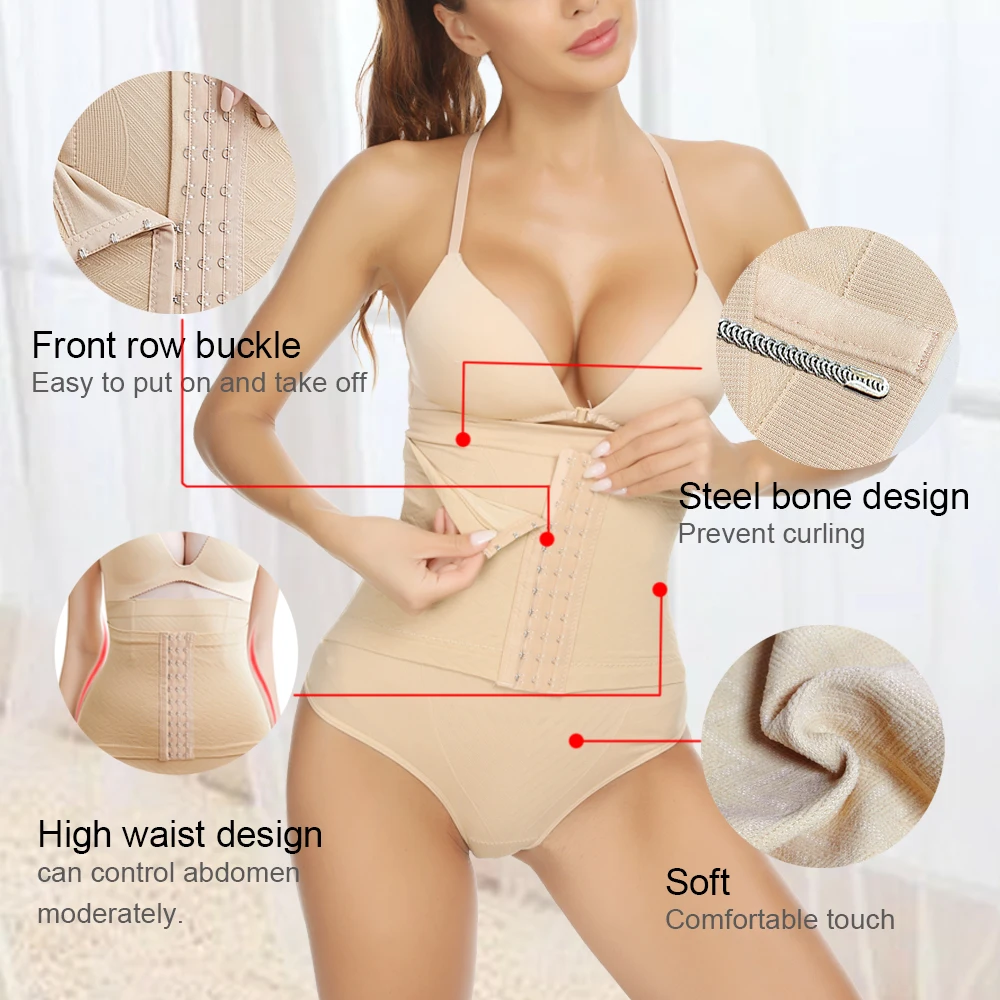 Velssut Women Waist Cincher Shapewear Thong Corset Waist Trainer Body Shaper Tummy Control Panties Slimming Belt Underwear