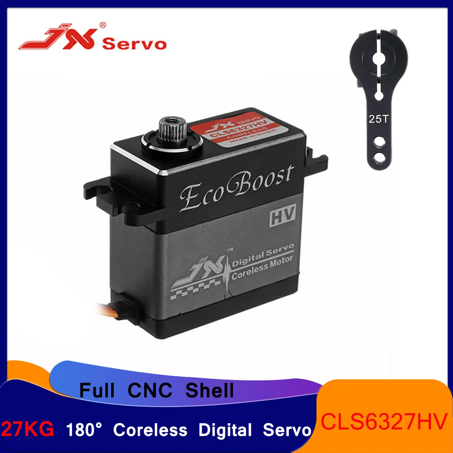 Сервопривод без сердечника JX 27 кг 180 ° CLS6327HV с большим крутящим моментом CNC в алюминиевом корпусе металлическая Шестерня цифровая для радиоуправляемого автомобиля вертолета аксессуары Запчасти