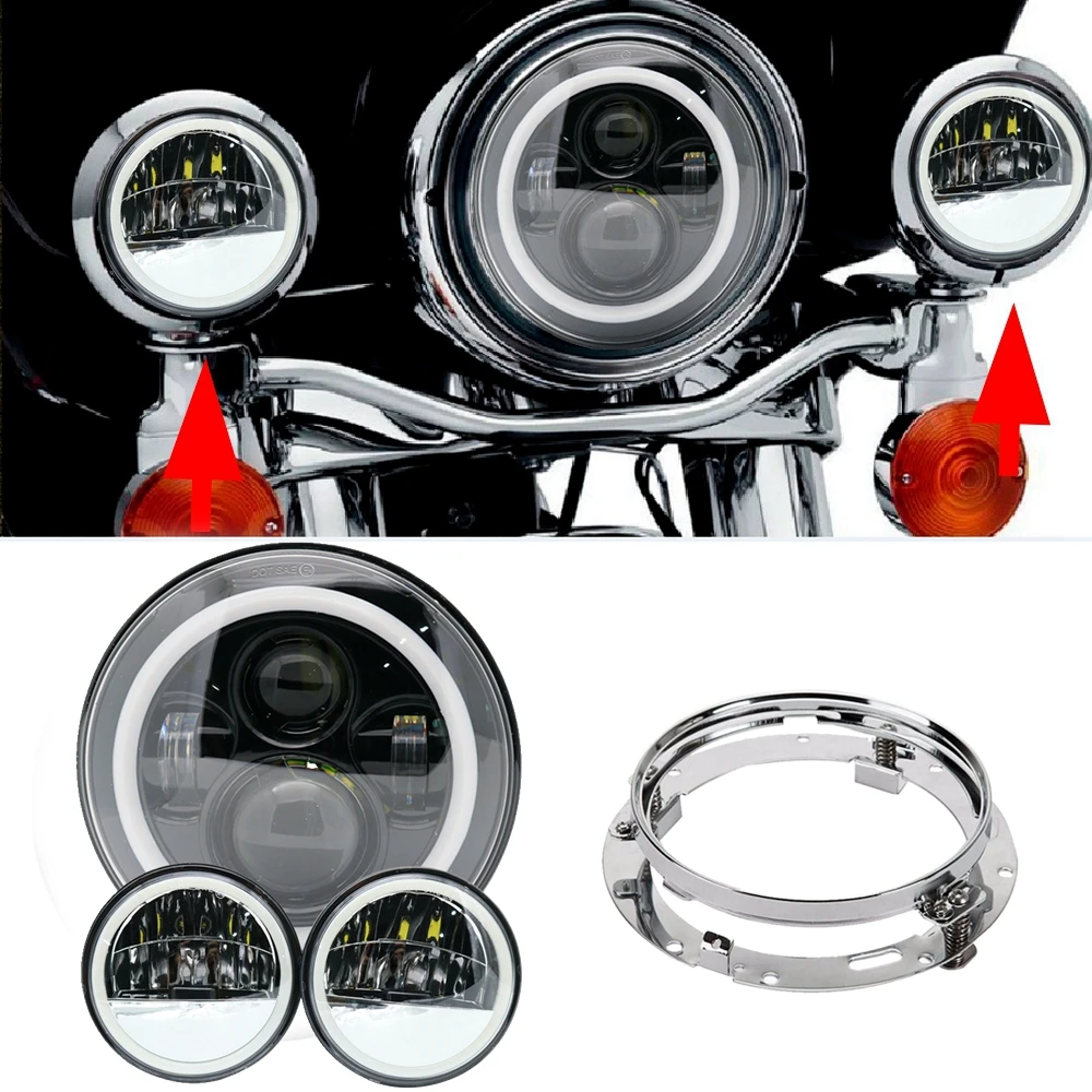 Мотоциклетная светодиодная фара 7 дюймов для Harley bike с 4-1/2 &quot4 5&quot светодиодными