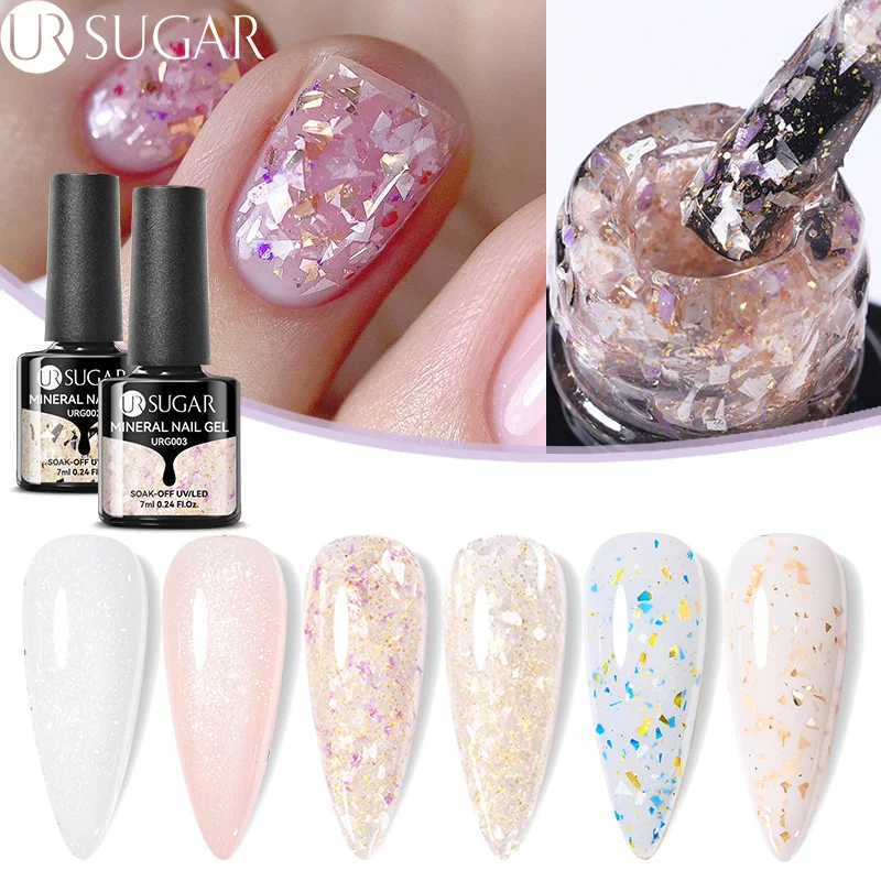 

UR SUGAR фиолетовый золотой фольга Блестящий минеральный гель лак для ногтей отмачиваемый УФ светодиодный гель для дизайна ногтей Блестящий п...