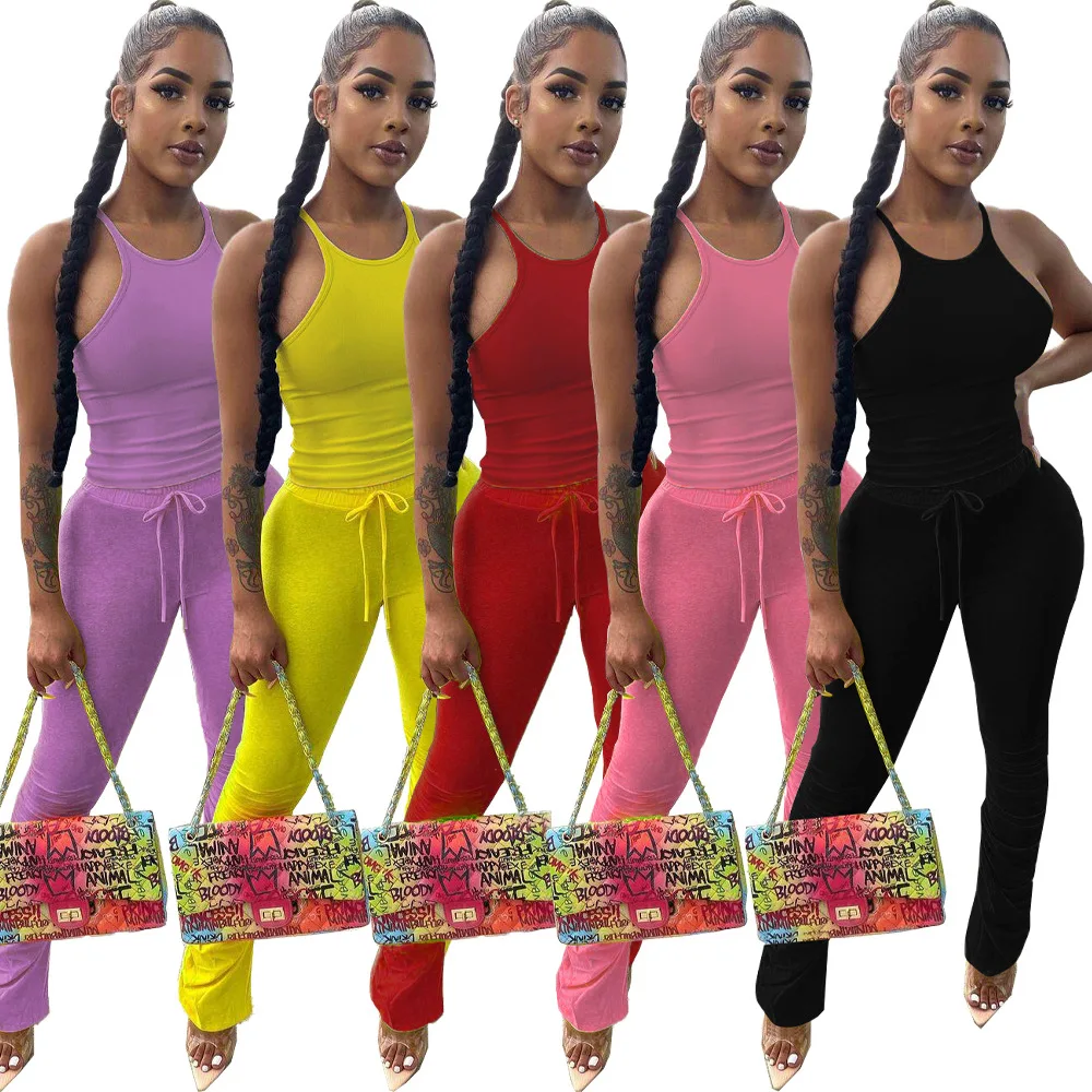 Летний женский комплект из двух предметов повседневный комбинированный