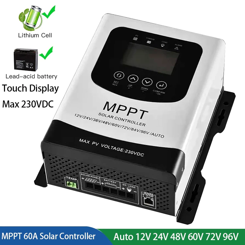 

12V 24V 48V 60V 72V 96V 50A 60A MPPT Solar Charge Discharge Controller PV Regulator 230VDC For Lifepo4 Lithium GEL Battery