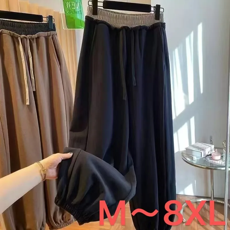 Autumn/Winter New 2025 Leg Tight Haren Pants for Men Retro Contrast Splicing Loose Wide Casual Bathroom Commuting