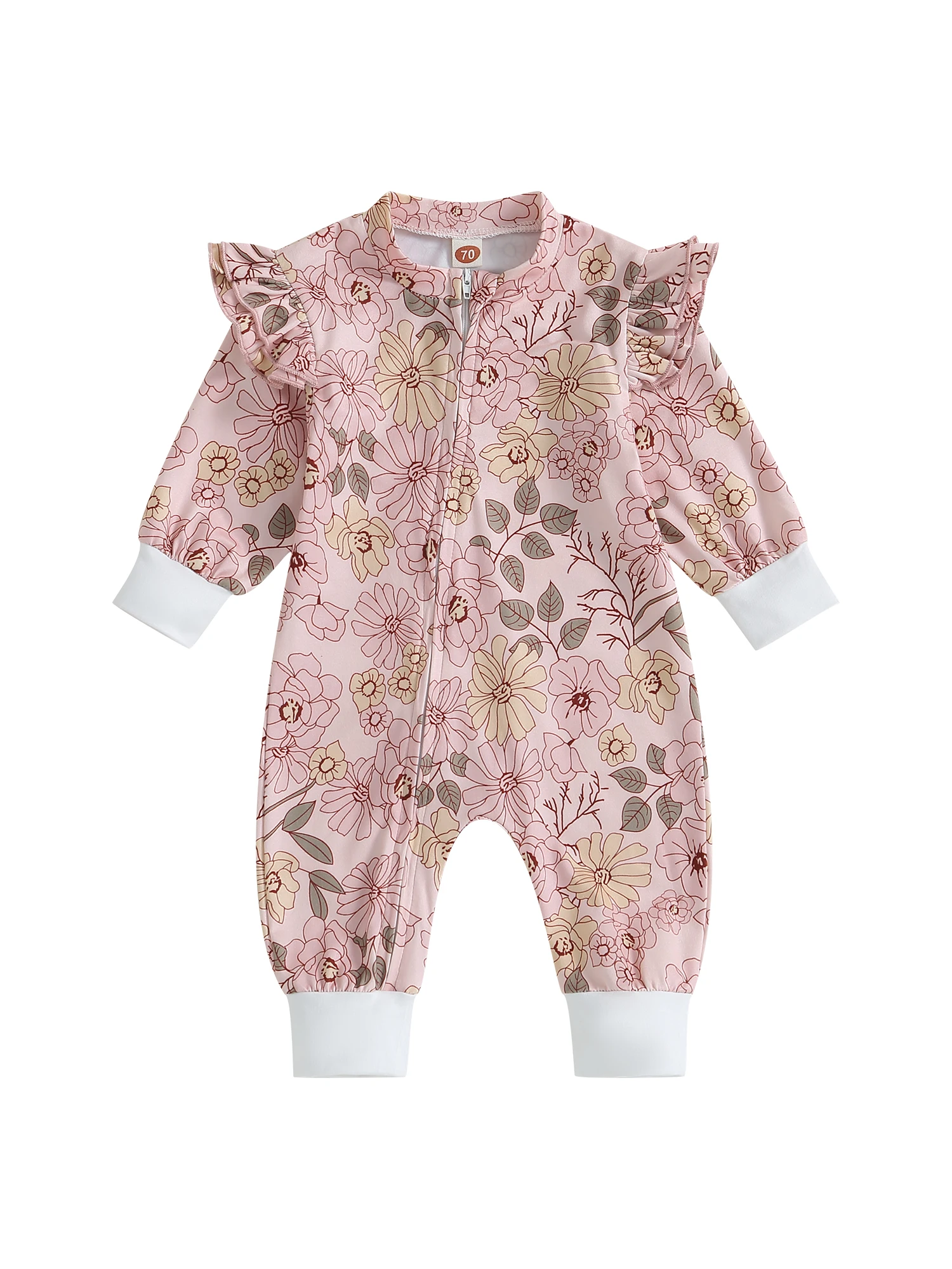 

Adorable Infant Strawberry Print Footless Pajama Romper with Zipper Closure and Long Sleeves for Cozy Nighttime Comfort and