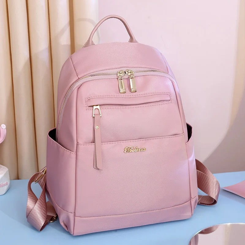 

2022 Solid Color Nylon Oxford Backpack for Women Designer Large Capacity Back pack Fashion Travel Ladies Bags Casual Simple Tote