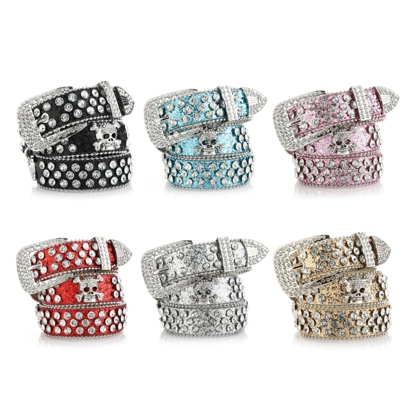 

HXBA Buckle Belt with Skull Buckle Luxury Belt for Adult Women Men