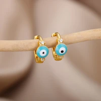 evil eye hoop earrings for women stainless steel gold color earrings 2022 luxury trend couple turkish lucky jewelry pendientes