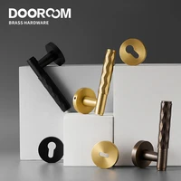 Dooroom Brass Door Lock Set Diamond Cutting Interior Door Lever Dummy Privacy Passage Key Escutcheon Black Antique Bronze Gold