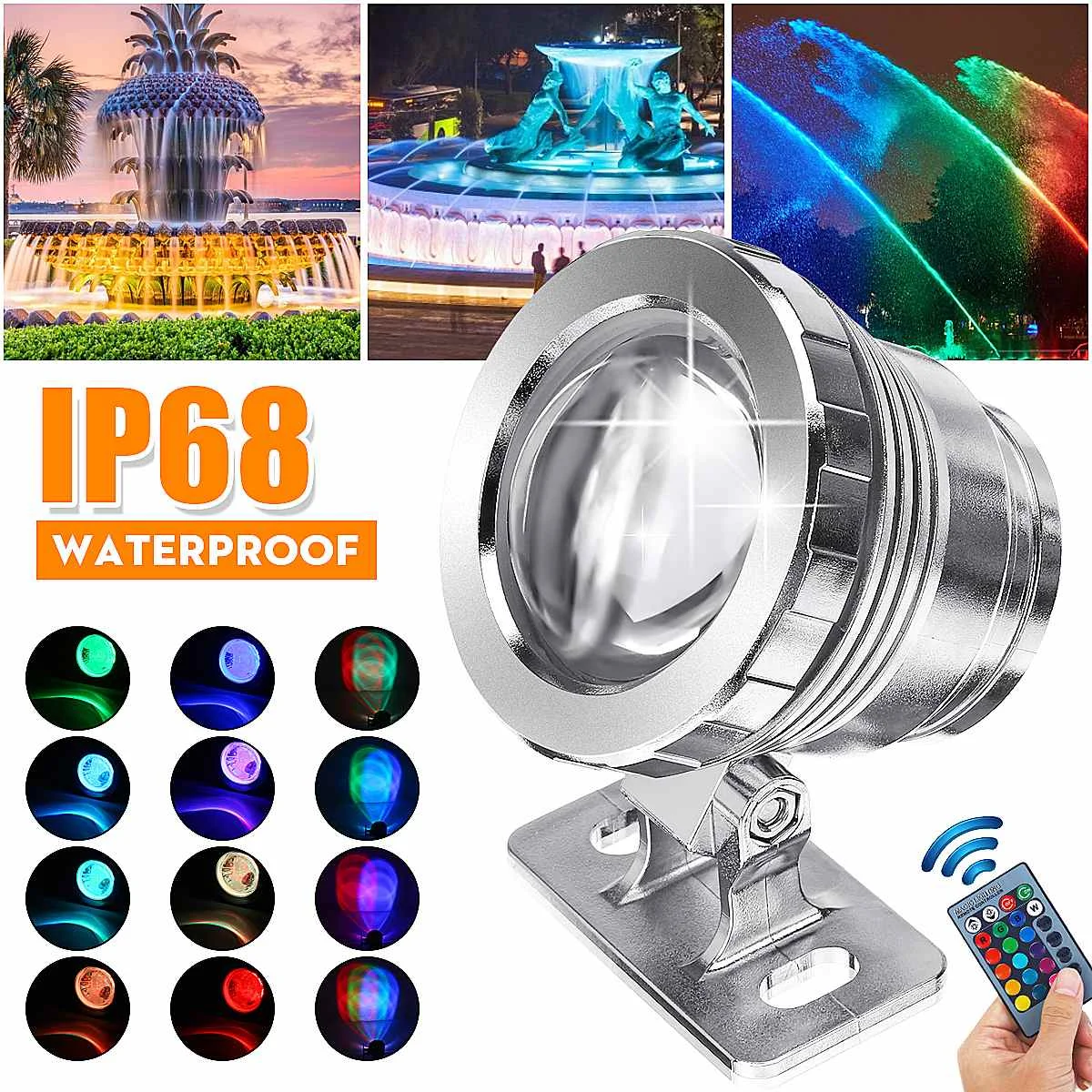 

RGB LED Underwater Lights IP68 Waterproof Aquarium light Landscape Spot Light for Swimming Pool Tank Fountains Pond Water Garden