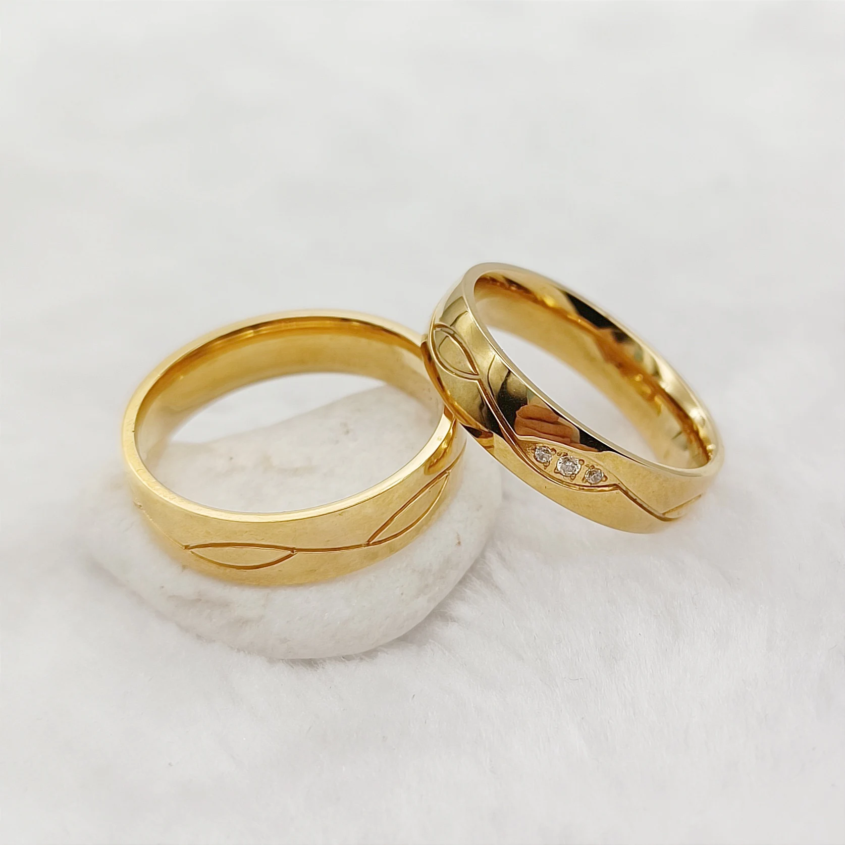 Fashion Jewelry Golden Wedding Rings Unique Western Vintage Engagement Bridal Couples Brides Jewellery 2025