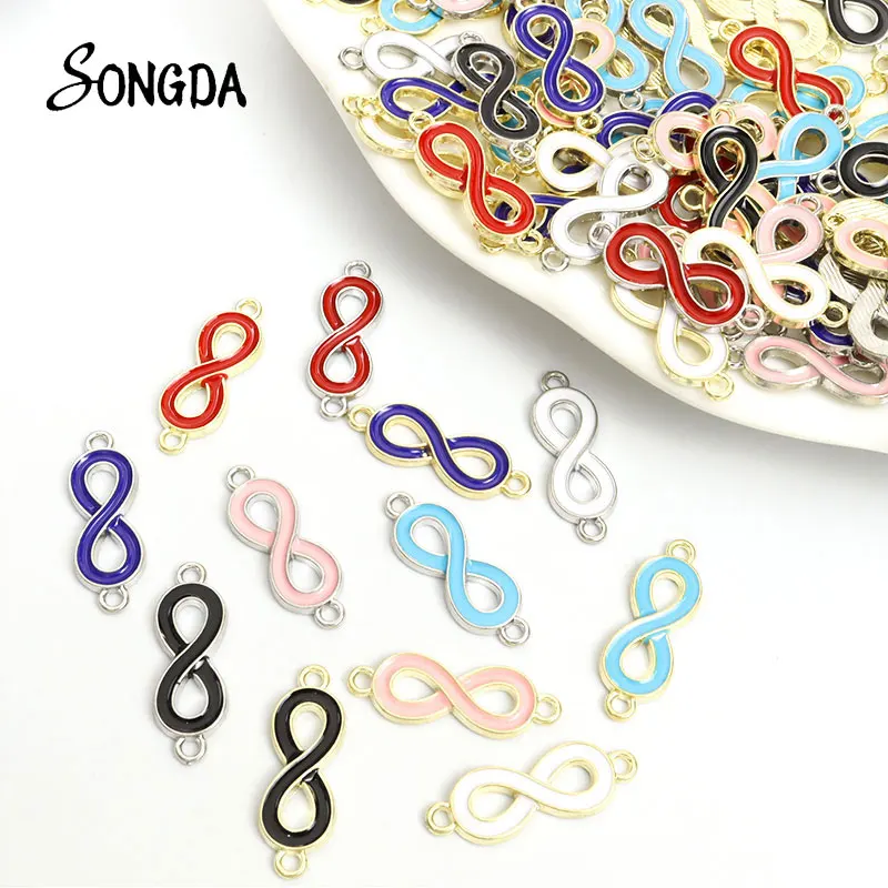 

10pcs Enamel Infinity Symbol Charm Connector Oil Drop Pendant Charms Handmade Alloy Accessories DIY Jewelry Making Bracelet Gift