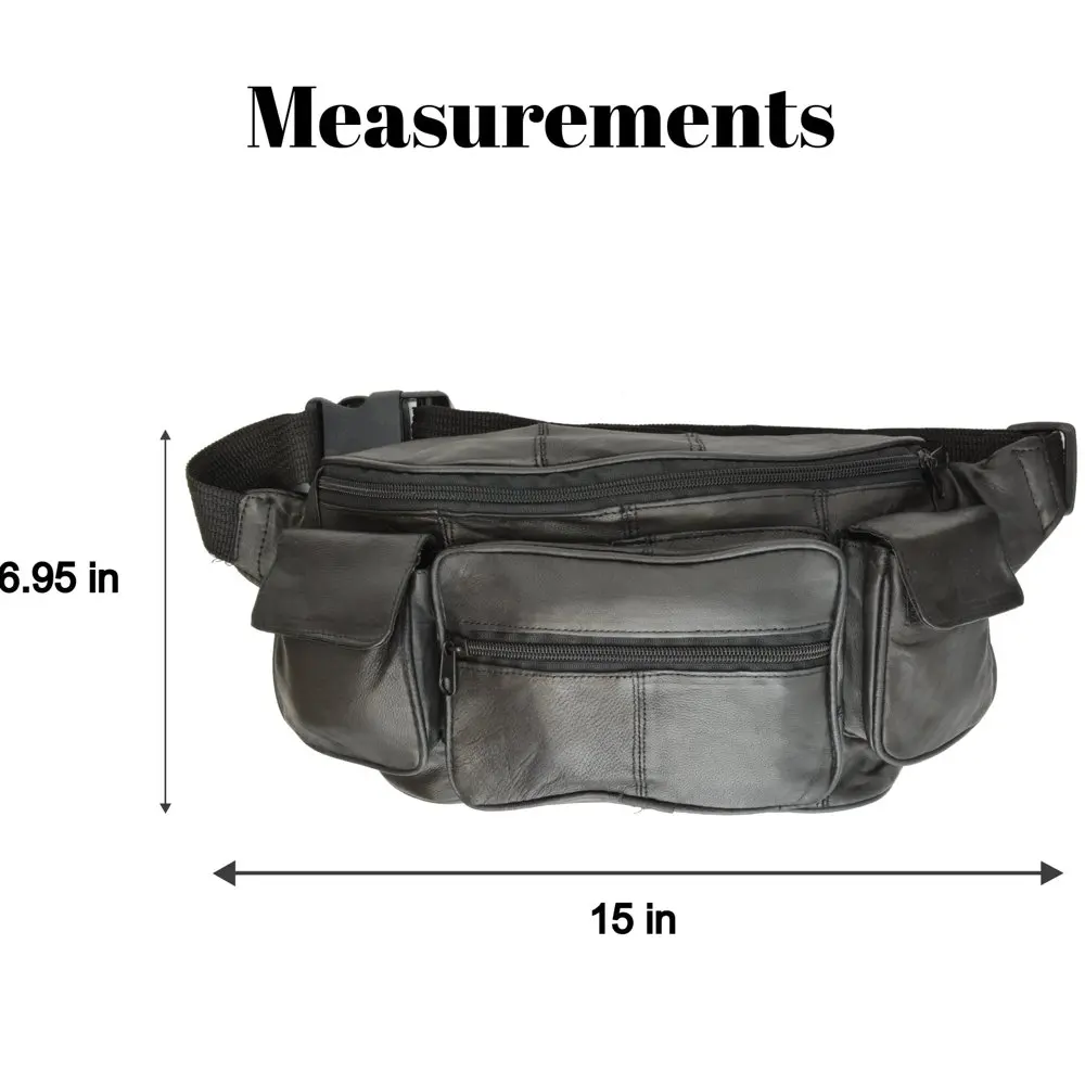 Marshal  Leather  Large Waist Fanny Pack with Two Cell Phone Pockets