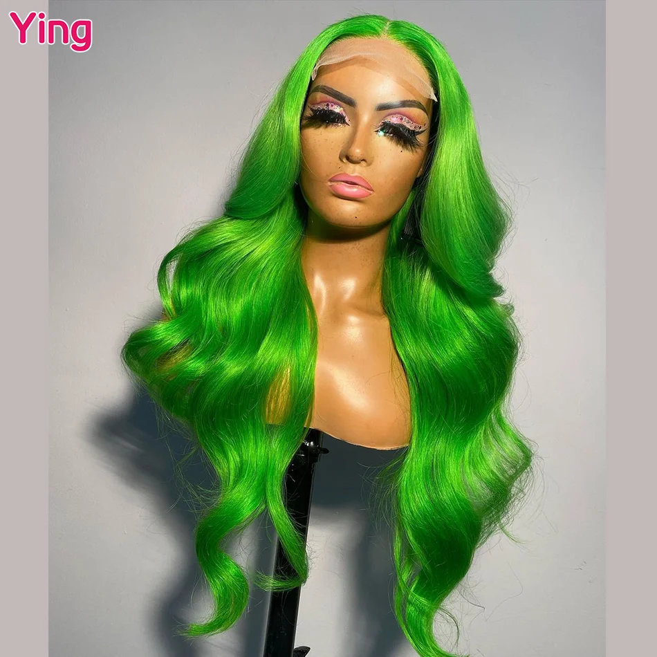 Ying 13x6 Fluorescent Green Body Wave #613 Blonde Lace Frontal Wig 180% Brazilian Remy 13X4 Transparent Lace Front Wigs