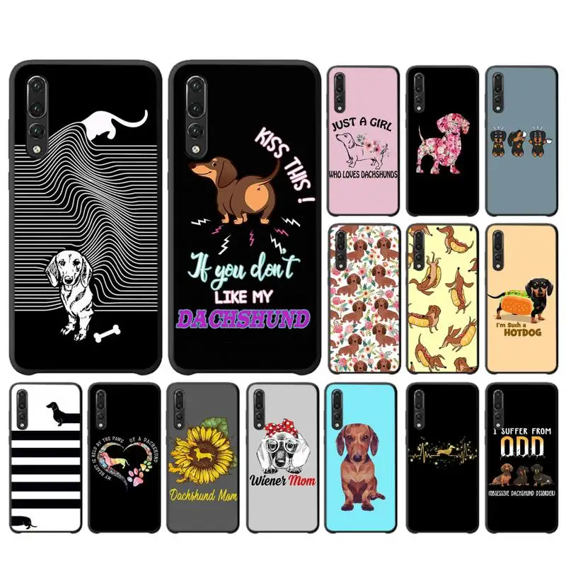 

Yinuoda Dachshund Silhouette Dog Phone Case for Huawei P30 40 20 10 8 9 lite pro plus Psmart2019