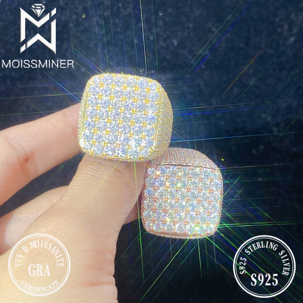 Square Full Moissanite Rings For Women S925 Silver Wedding Ring Finger Jewelry Men Pass Tester Free Shipping