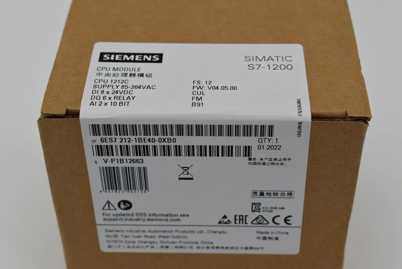 

Brand New Siemens 6ES7212-1BE40-0XB0 6ES7212 1BE40 0XB0