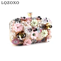 hot fashion women day clutch with flower diamonds evening bags gift female party small handbags shoulder purse