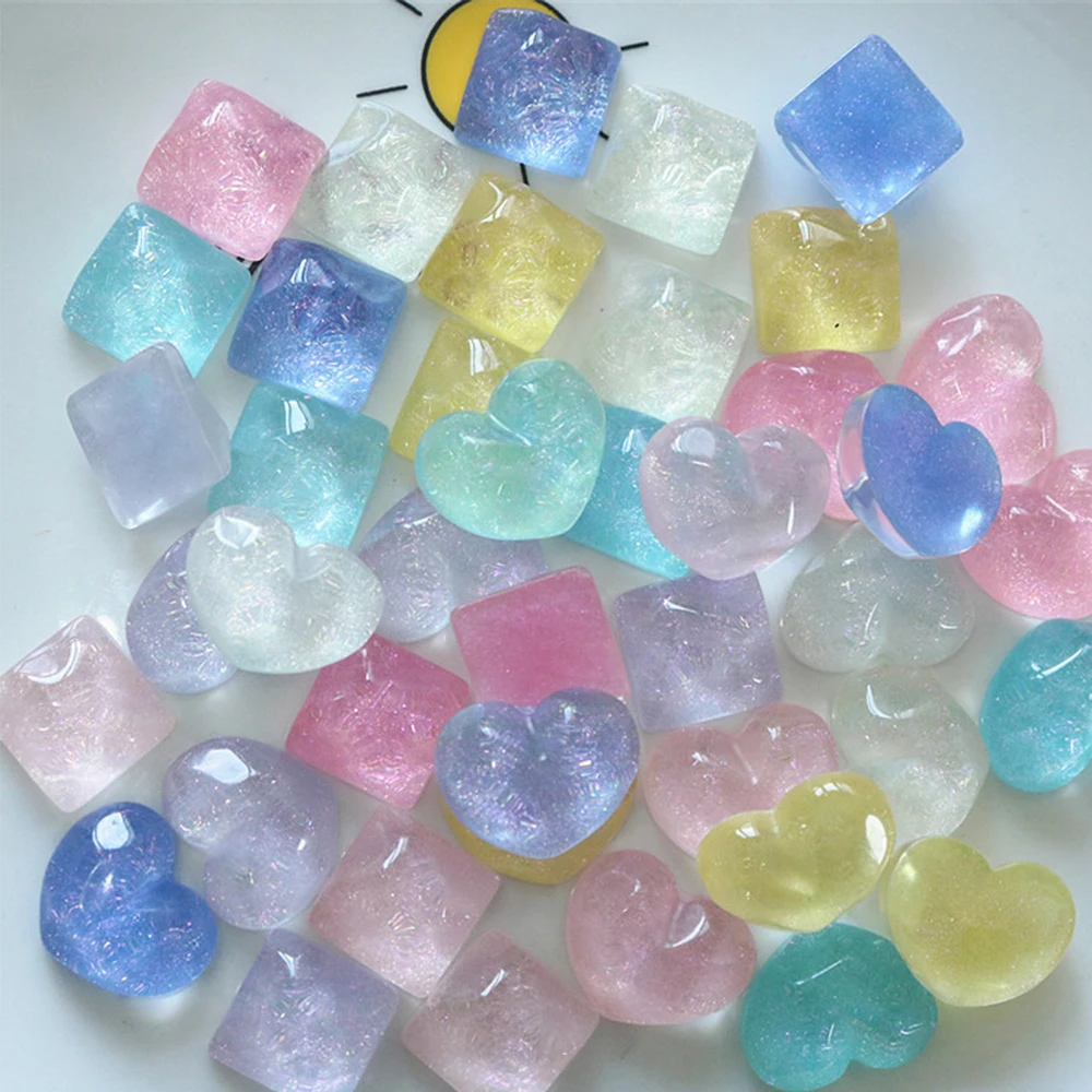 Серебристые квадратные сердца 10 шт.