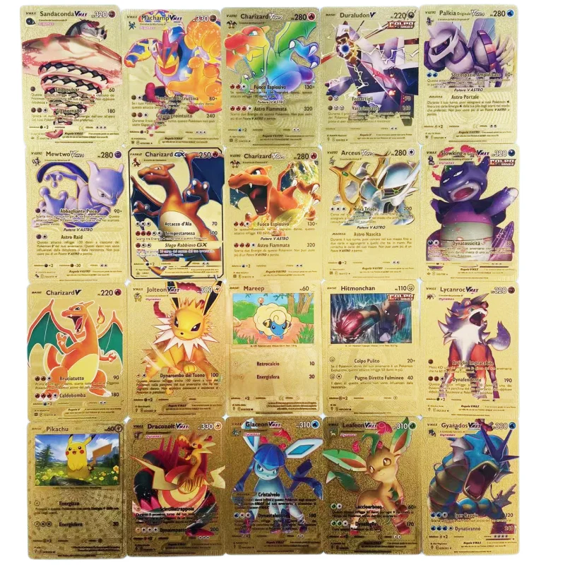 10PCS Pokemon Card Italian PVC Gold Foil Game Card Collection Rare Series Children's Toy Gift