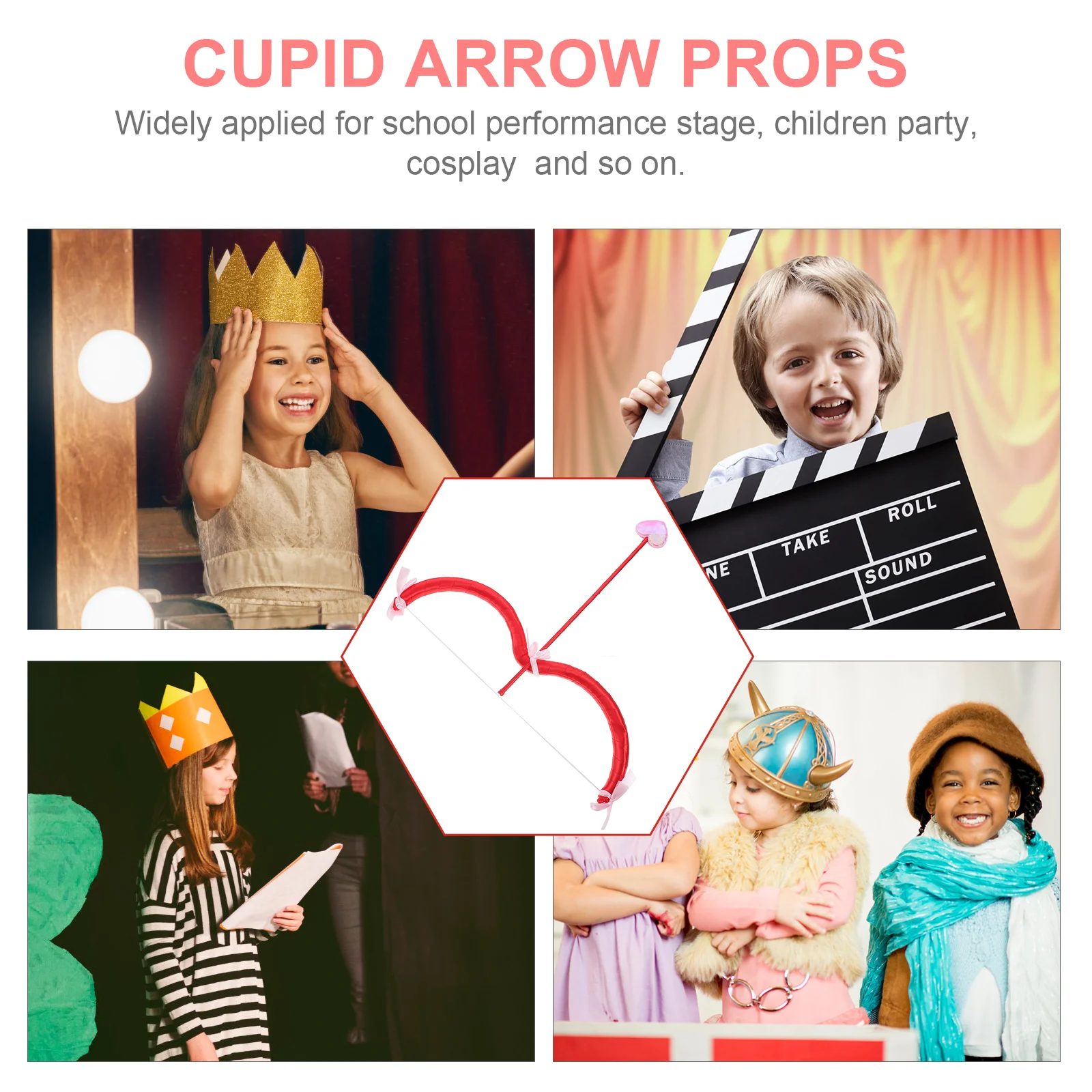 1 Set Cupid Arrow Bow Cupid Costumes Valentine Cupid Costume Prop Cupid Bow and Arrow Set Cupid Arrow Bow Party Supply images - 6