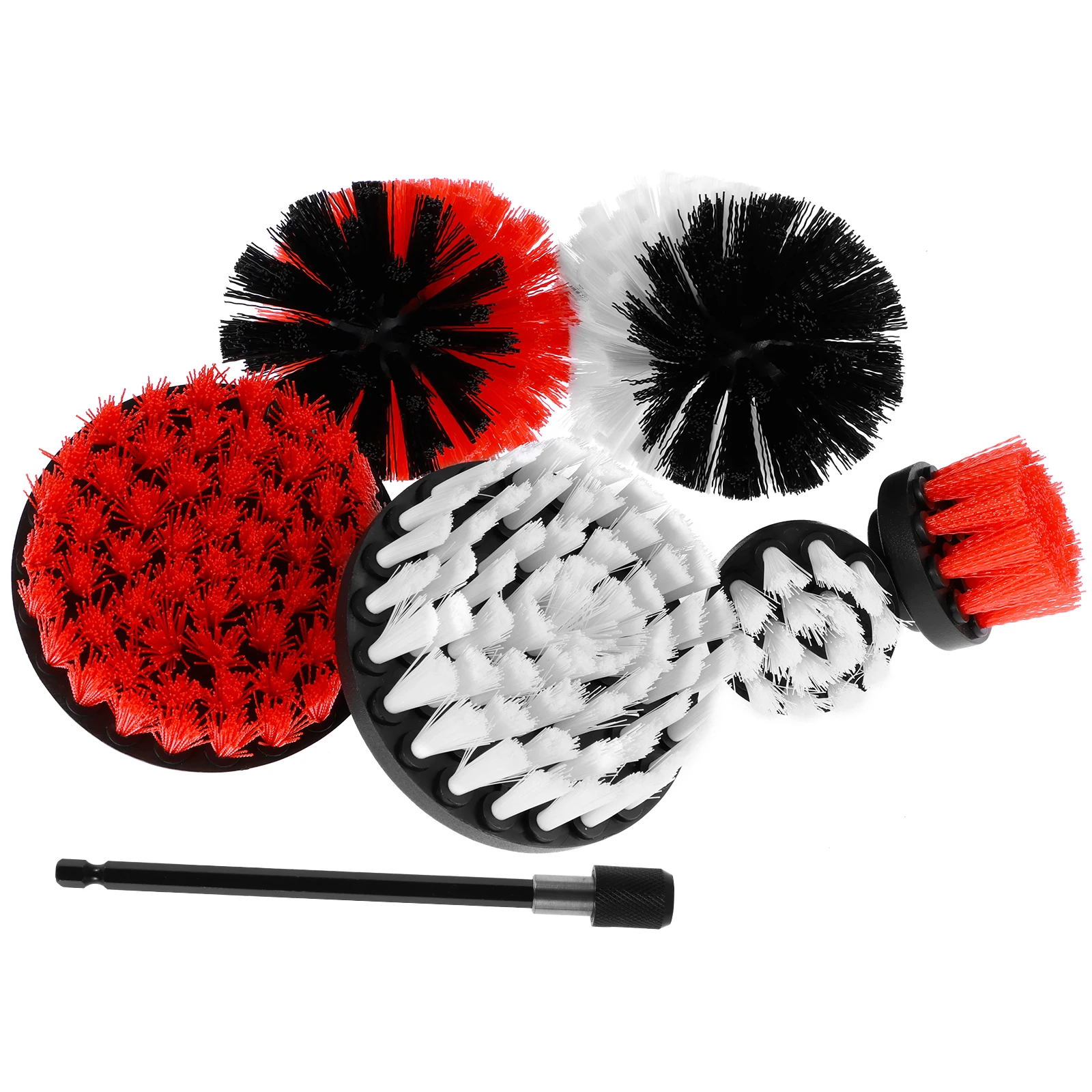 

6Pcs Drill Brushes Attachment Set Multi-Purpose Power Scrubber Brush with Connection Rod Durable Car Rims Cleaning Brush Soft